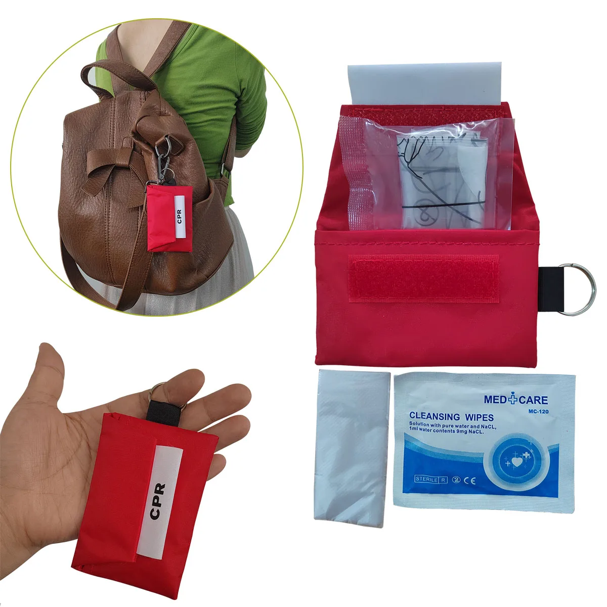 Mountain Biking First Aid Kit - CPR 페이스 실드 키 체인 키트