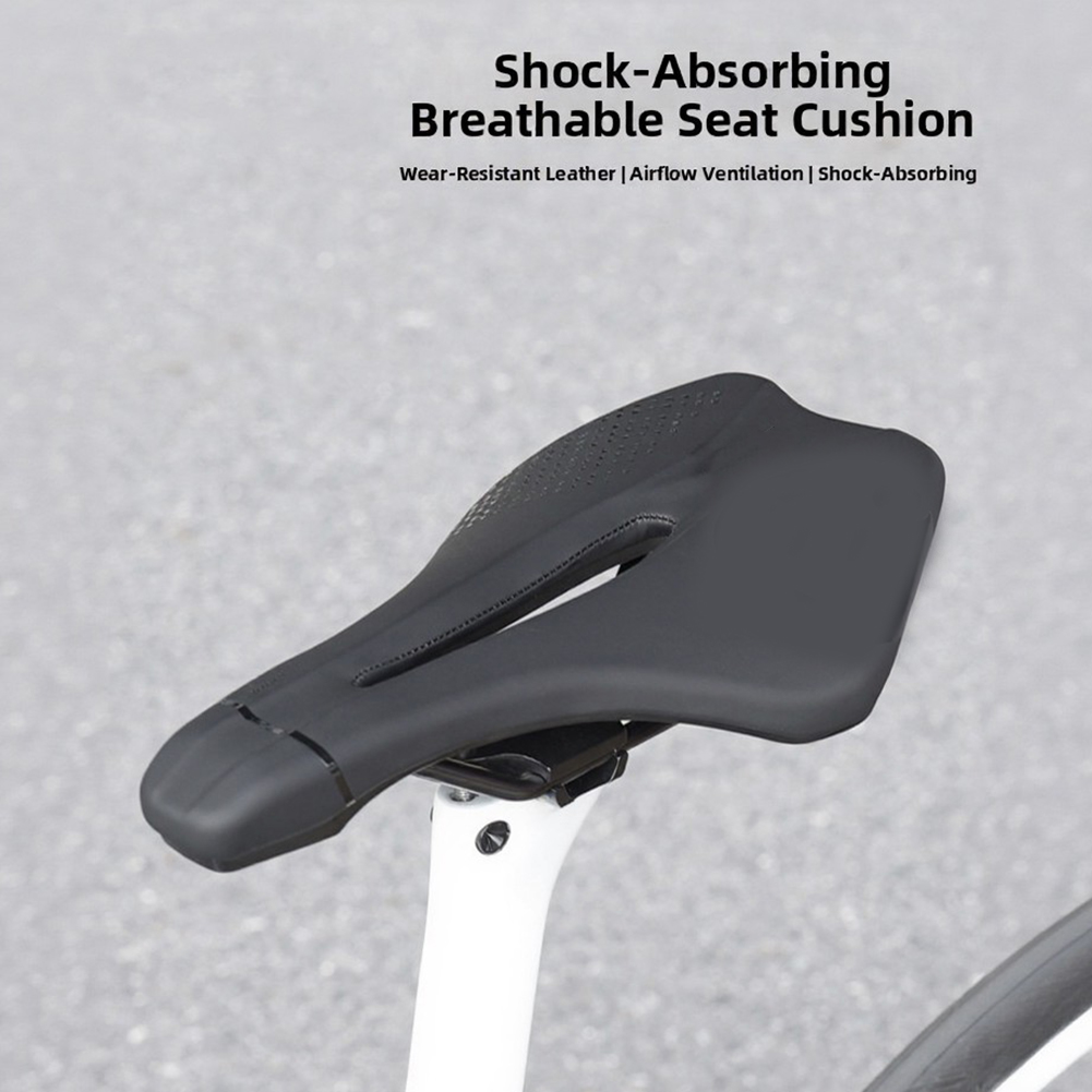 블랙 PU 가죽 충격 흡수 자전거 안장 통기성 미끄럼  - Mountain Biking Accessories 리뷰 및 가격